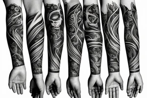 Unique Full arm sleeve medussa tattoo idea