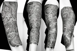 Unique Full arm sleeve medussa tattoo idea