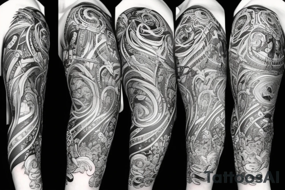 Unique Full arm sleeve tattoo idea
