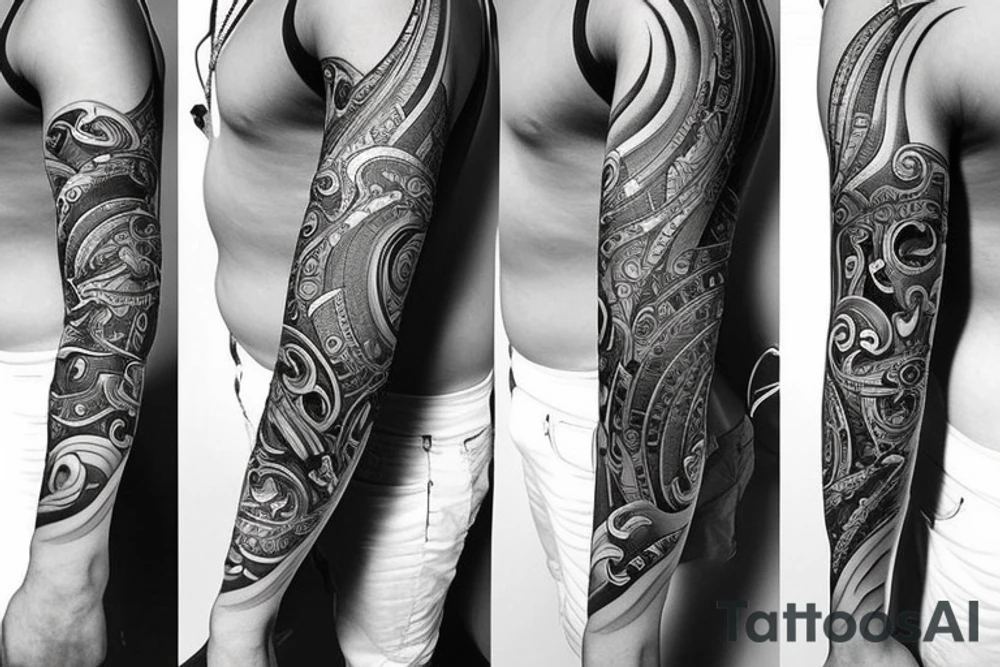 Unique Full arm sleeve tattoo idea