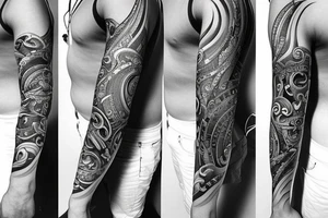 Unique Full arm sleeve tattoo idea