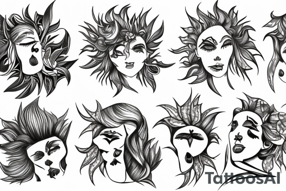 ivy root covers sun tattoo idea