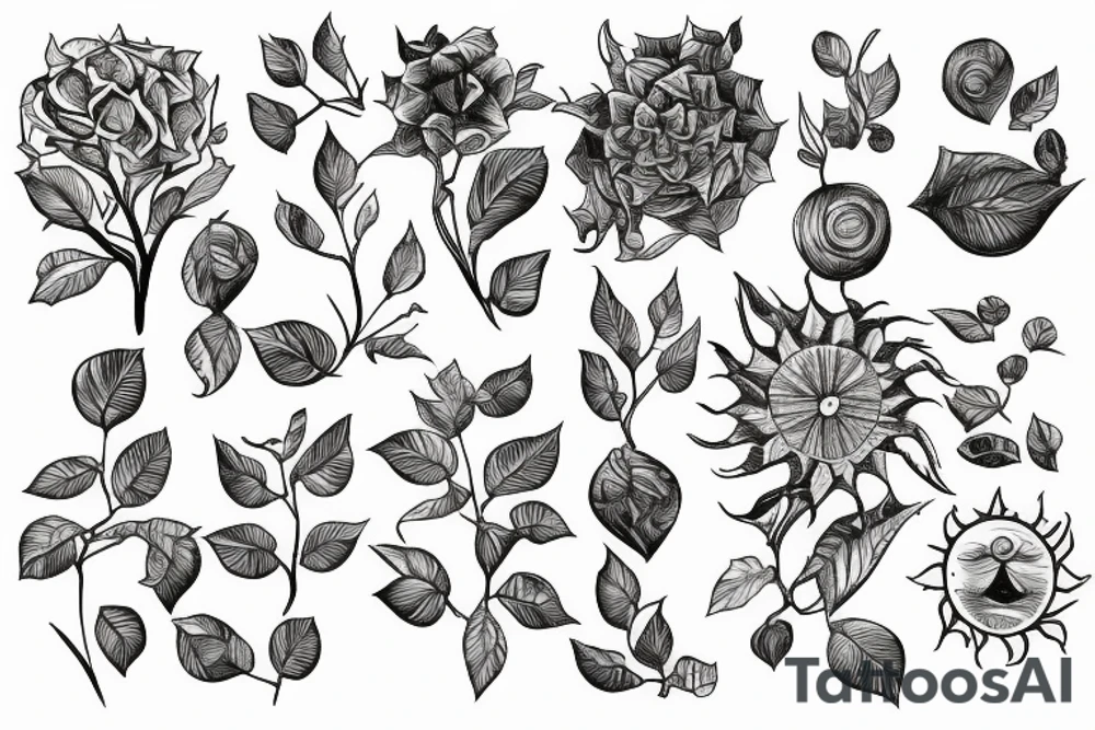 ivy root covers sun tattoo idea