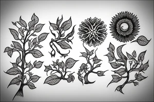ivy root and sun tattoo idea