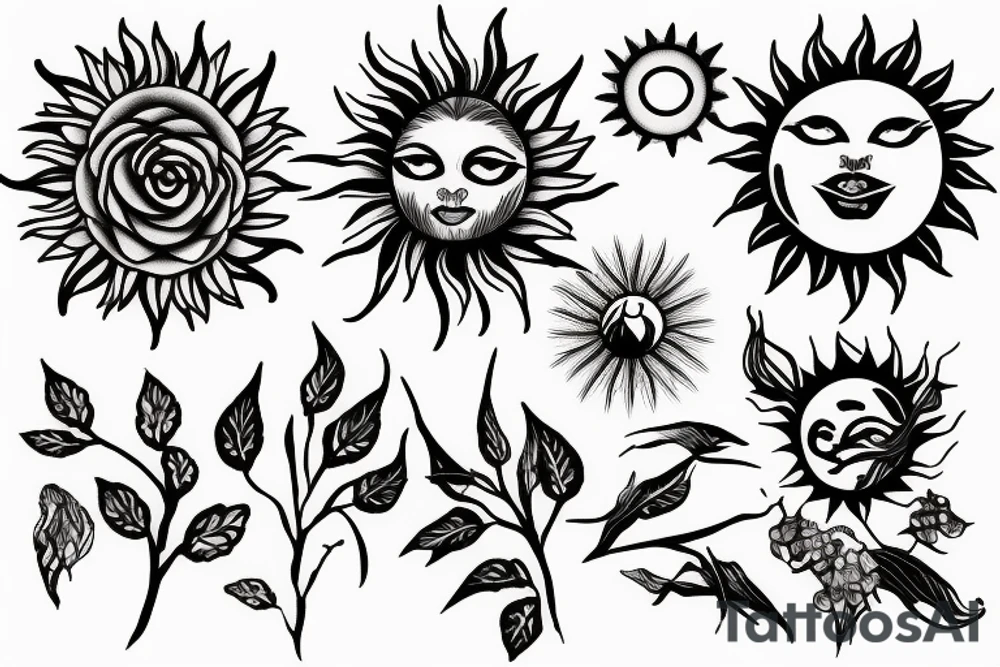 ivy root and sun tattoo idea