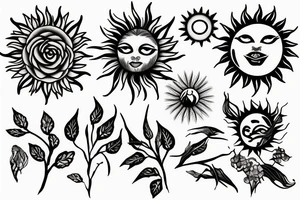 ivy root and sun tattoo idea
