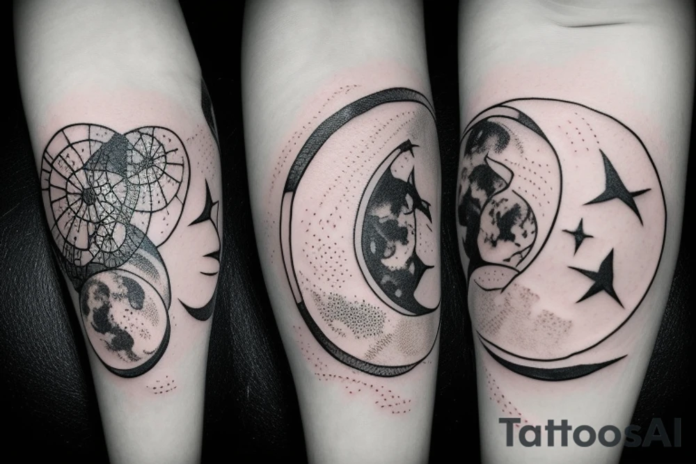 moon with root tattoo idea