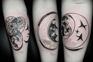 moon with root tattoo idea