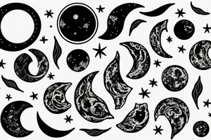 moon with root tattoo idea