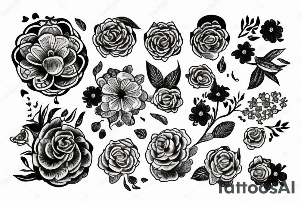 full moon with flower tattoo idea