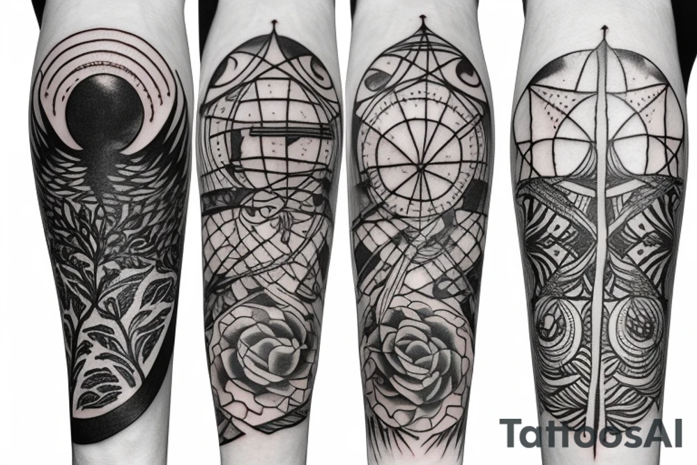 full moon with ivy root tattoo idea