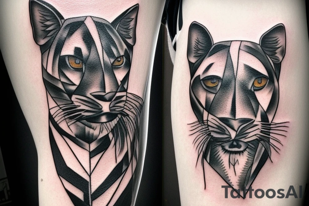 I want one black panthers, designed realistic like the animal, full body sitting and holding a shepherd's crook. tattoo idea