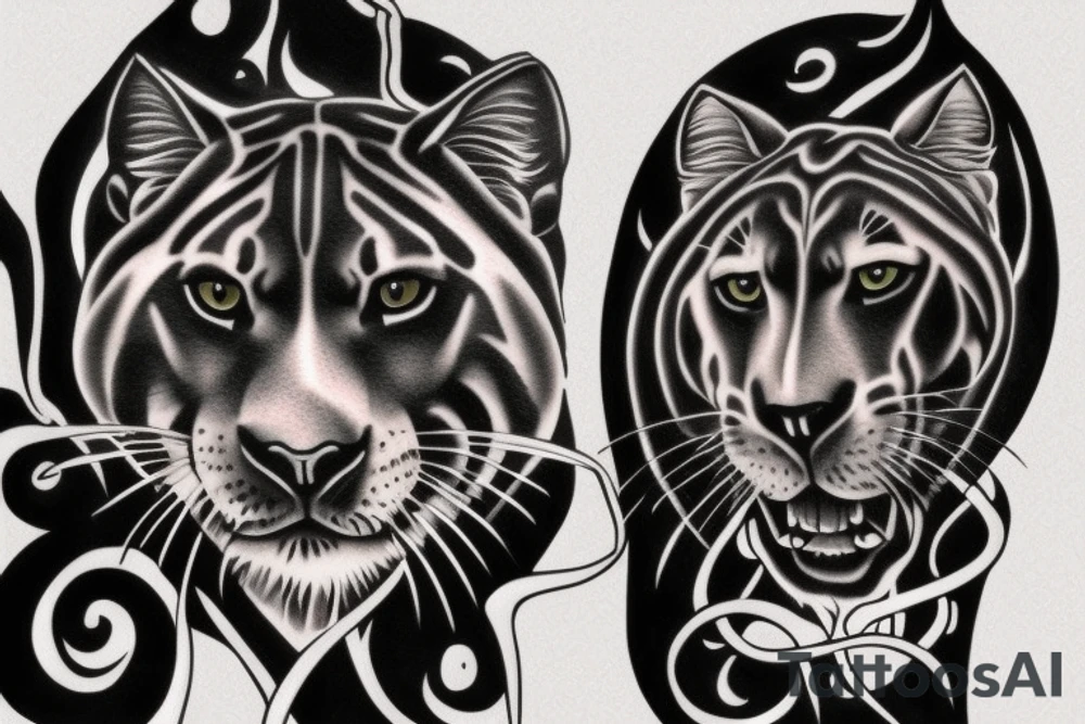 I want one black panthers, designed realistic like the animal, full body sitting and holding a shepherd's crook. tattoo idea