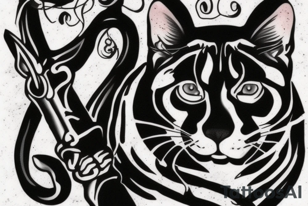 I want one black panthers, designed realistic like the animal, full body sitting and holding a shepherd's crook. tattoo idea