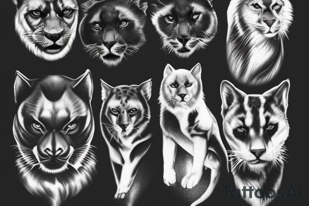 I want one black panthers, designed realistic like the animal, full body sitting and holding a shepherd's crook. tattoo idea