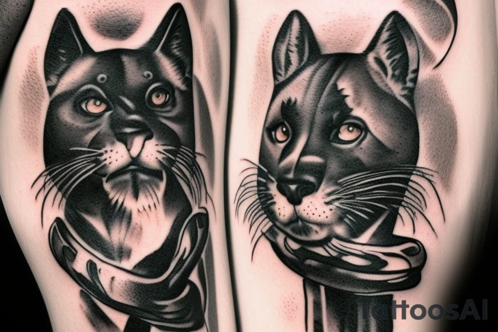 I want one black panthers, designed realistic like the animal, full body sitting and holding a shepherd's crook. tattoo idea