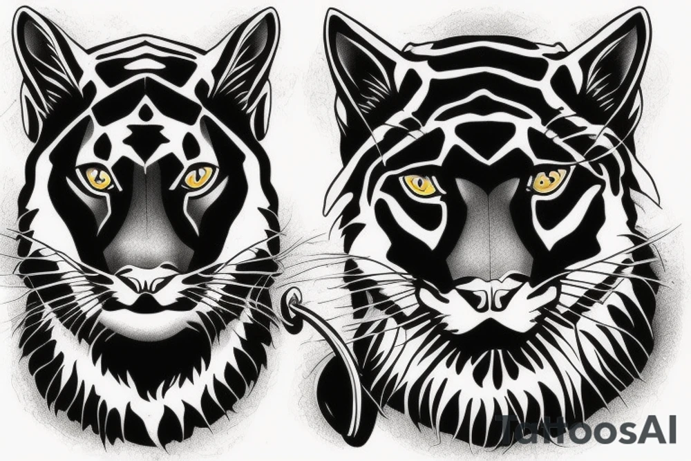 I want one black panthers, designed realistic like the animal, full body sitting and holding a shepherd's crook. tattoo idea
