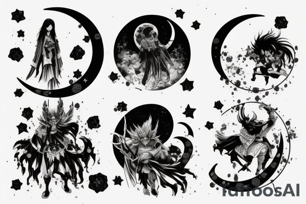 moon with root tattoo idea