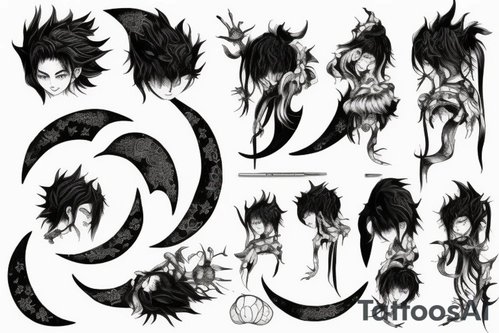 moon with root tattoo idea