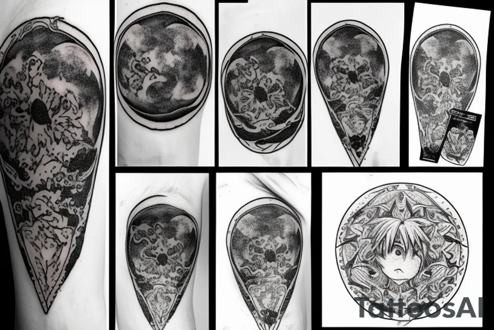 moon with root tattoo idea