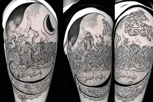 moon with root tattoo idea
