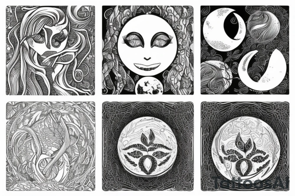 moon with root tattoo idea