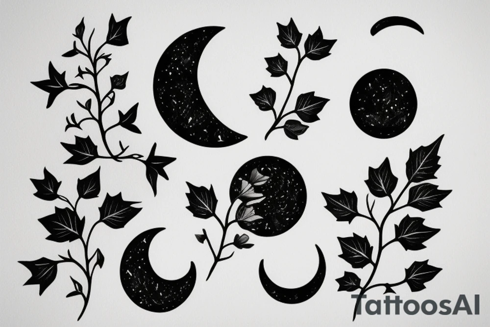 small ivy with moon tattoo idea