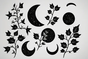small ivy with moon tattoo idea