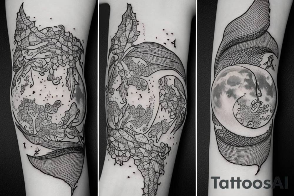 ivy root around moon tattoo idea