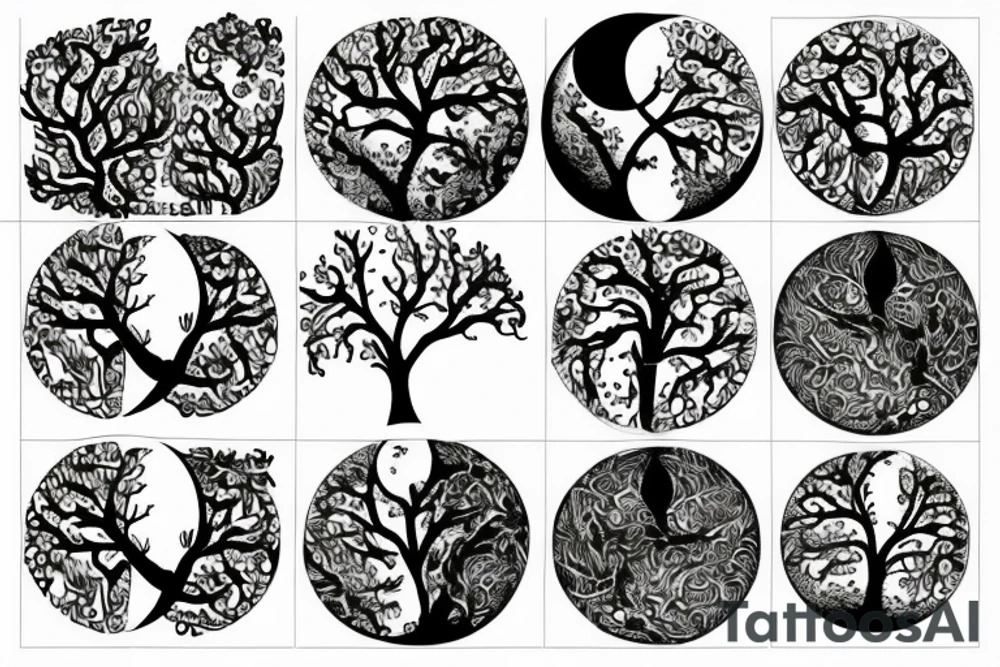 ivy root around moon tattoo idea