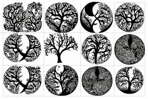 ivy root around moon tattoo idea