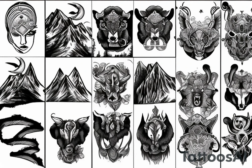 Mountain with ram tattoo idea