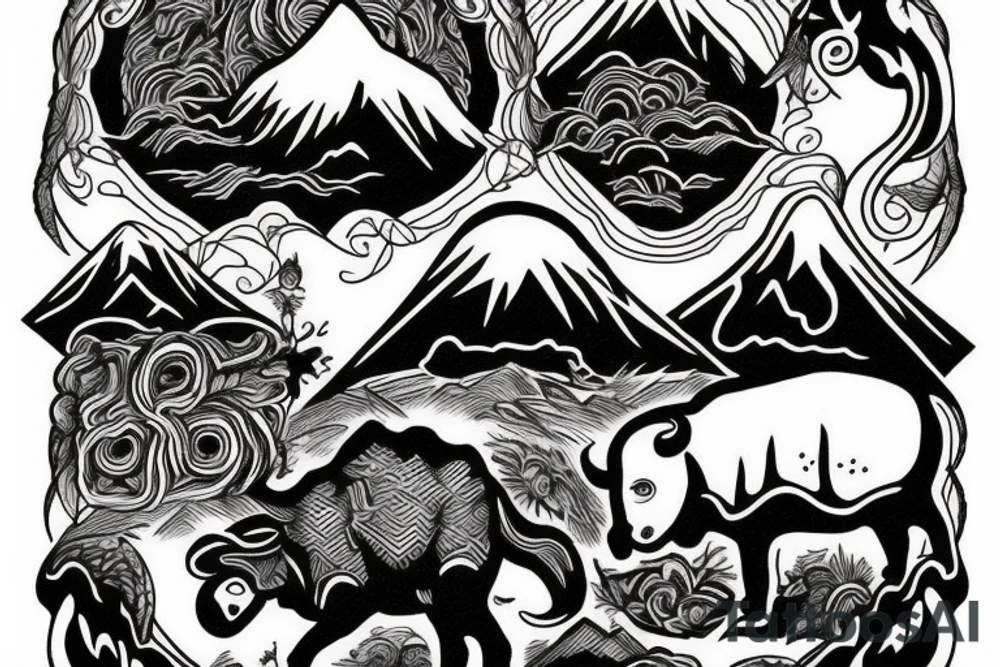 Mountain with ram tattoo idea