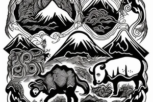 Mountain with ram tattoo idea