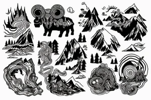 Mountain with ram tattoo idea