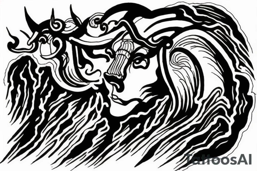 Mountain with ram tattoo idea