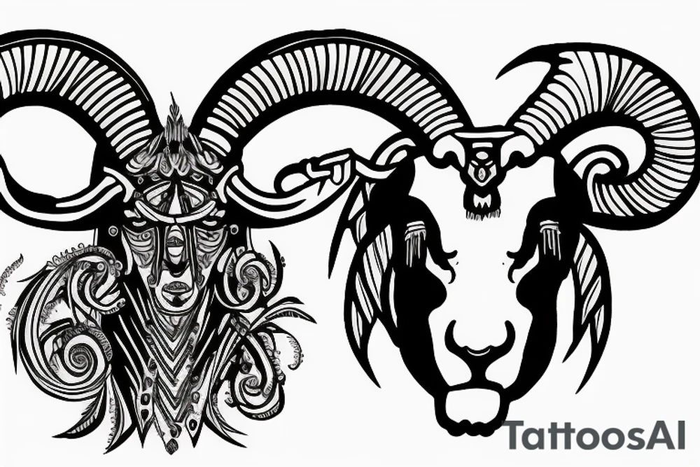 Ram on mountain tattoo idea