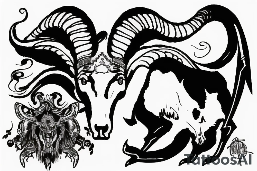 Ram standing on mountain tattoo idea