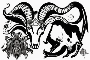 Ram standing on mountain tattoo idea