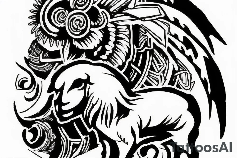 Ram standing on mountain tattoo idea