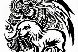 Ram standing on mountain tattoo idea