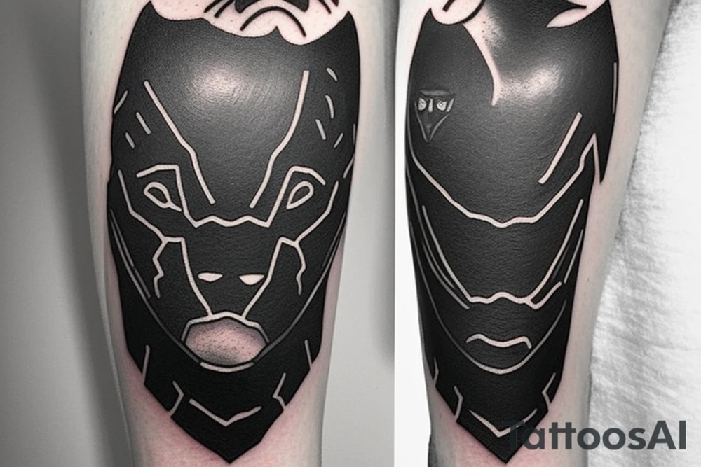 ONE little black panther, designed realistic like the animal, showing full body sitting and holding a shepherd's crook (with a single hook) in between its legs.

Design: realistic, like the animal facing front tattoo idea