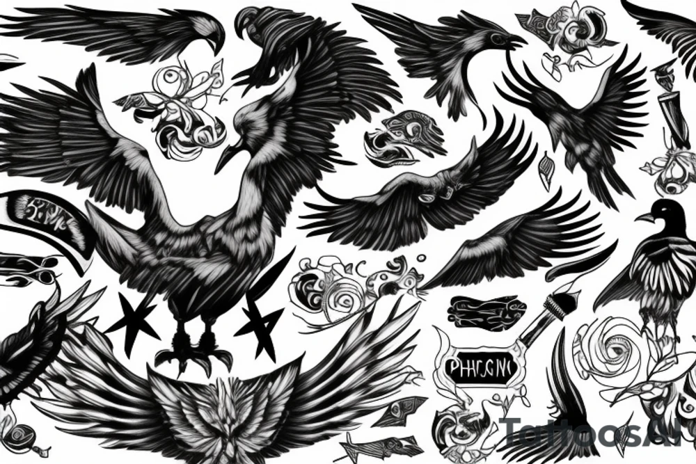 Pheonix with ram tattoo idea