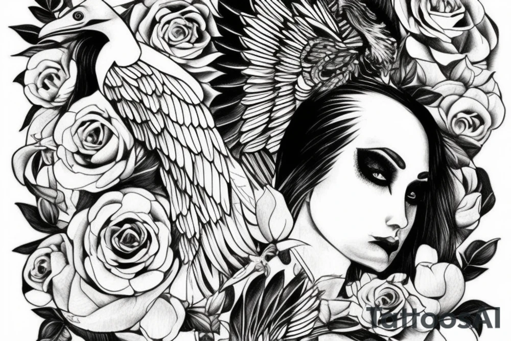 Pheonix with ram tattoo idea