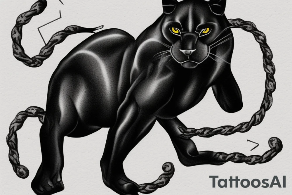 ONE little black panther, designed realistic like the animal, showing full body sitting and holding a shepherd's crook (from the first centuries with a single hook) in between its legs.

Design: realistic, like the animal facing front tattoo idea