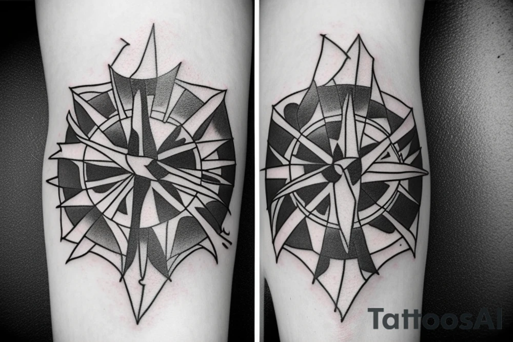 Ram mountain pheonix compass arrow tattoo idea