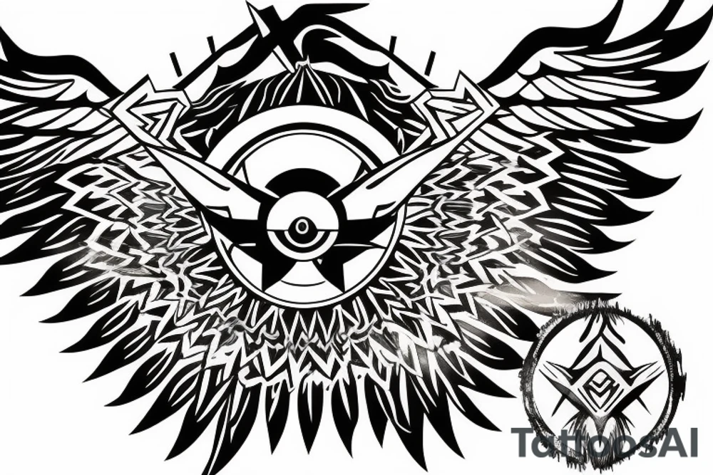 Ram mountain pheonix compass arrow tattoo idea