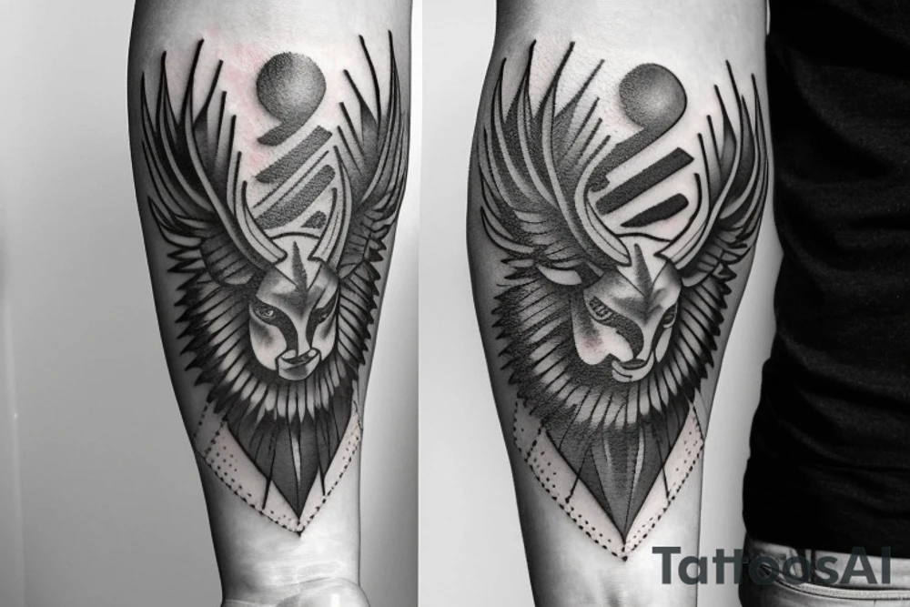 Ram mountain pheonix compass arrow tattoo idea