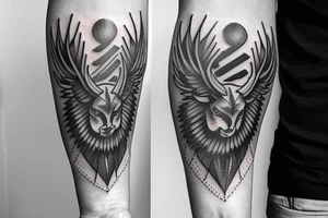 Ram mountain pheonix compass arrow tattoo idea