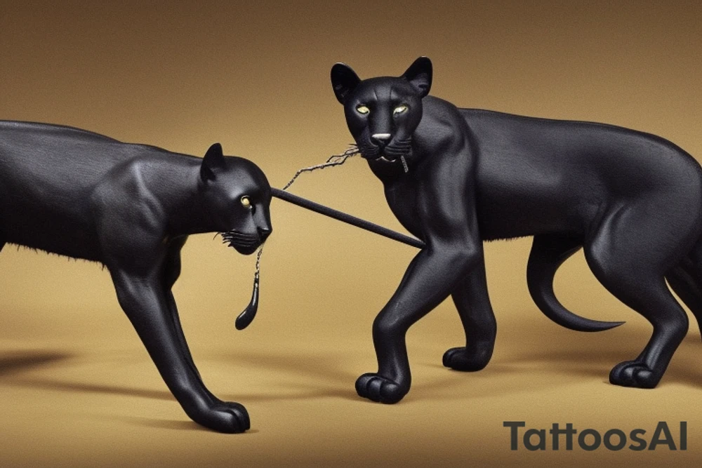 ONE little black panther, designed realistic like the animal, showing full body sitting and holding a shepherd's crook (from the first centuries with a single hook) in between its legs.

Panther: strong, all black with green eyes. She is caring a shepherd's crook.

Shepherd's crook: with a hook, like the ones in the first centuries.

Design: realistic, like the animal facing front tattoo idea